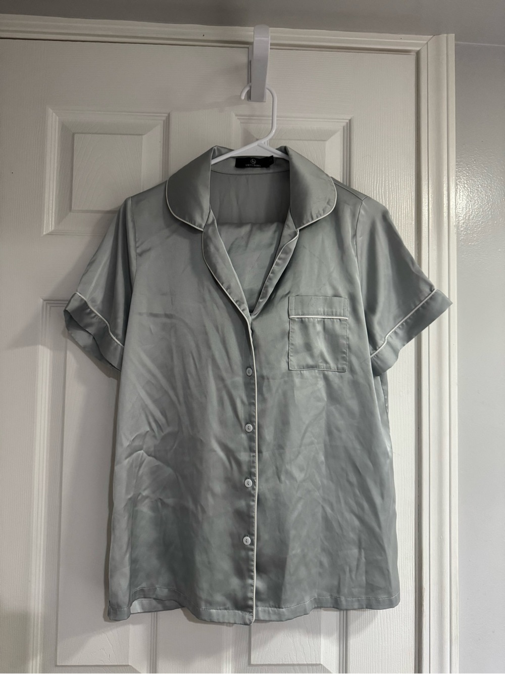 Silky Light Sage Button-Up Pajama Top